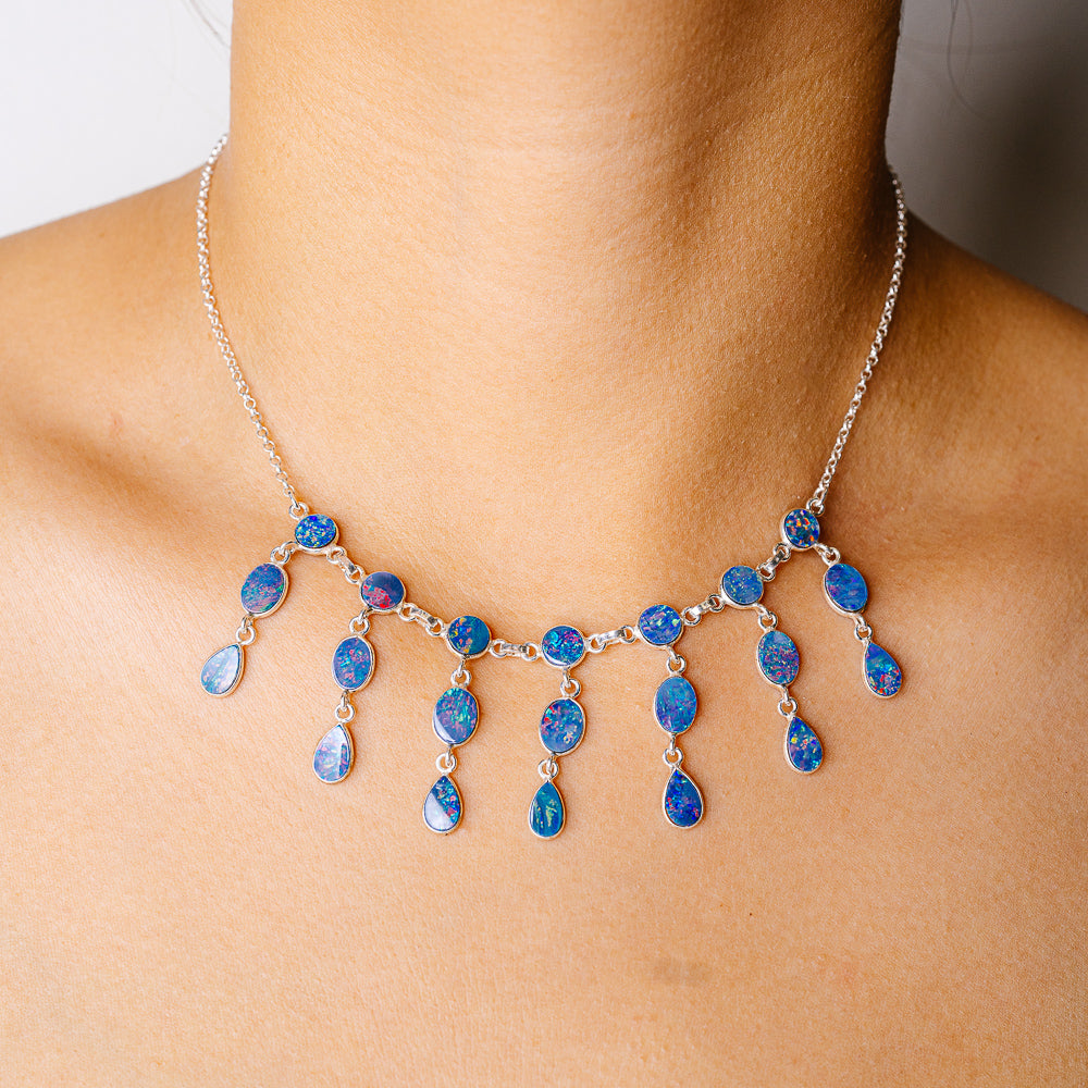 Doublet Opal Necklace 15.875" (925 Sterling Silver) N90245