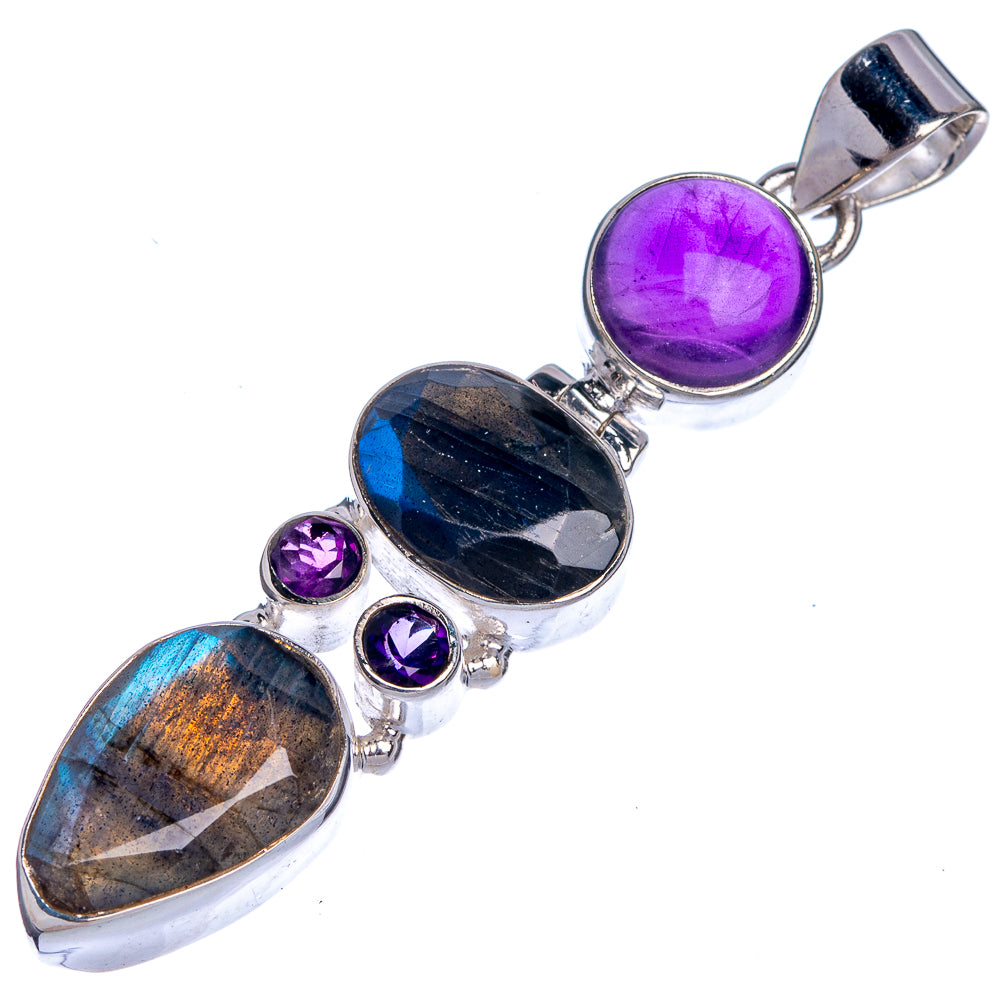 Labradorite, Amethyst Pendant 2 1/4" (925 Sterling Silver) P39800