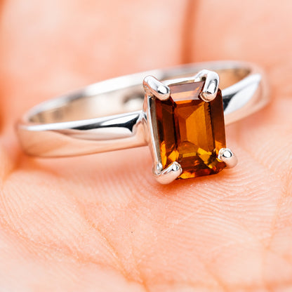 Spessartite Garnet Ring Size 6.5 (.925 Sterling Silver)