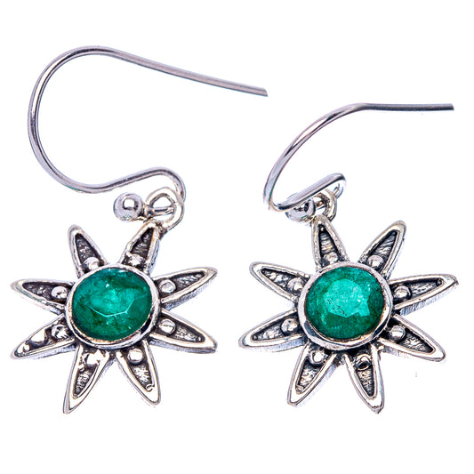 Green Sillimanite  Flower Dainty Earrings 1 1/4" (925 Sterling Silver) E2070