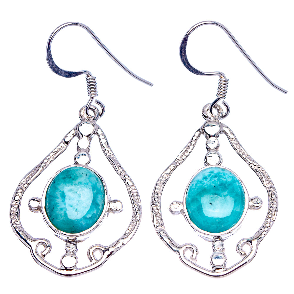 Premium Larimar Earrings 1 5/8" (.925 Sterling Silver)