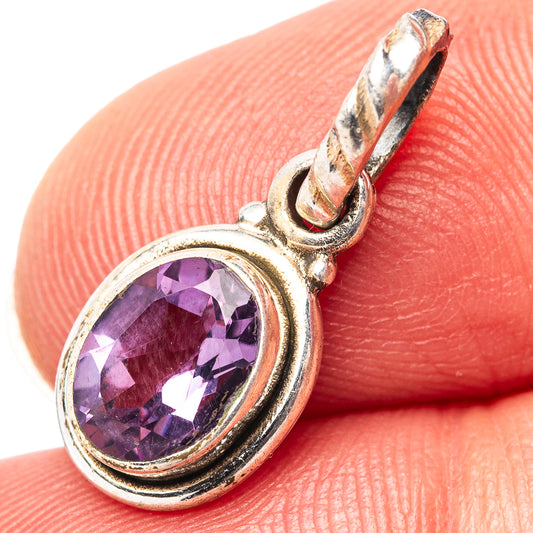 Amethyst sterling silver pendant with oval purple gemstone and loop bail