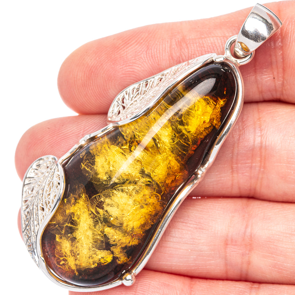 Ana Silver Co Baltic Amber Pendant 2 1/2" (925 Sterlnig Silver)