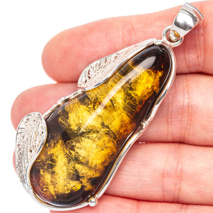 Ana Silver Co Baltic Amber Pendant 2 1/2" (925 Sterlnig Silver)