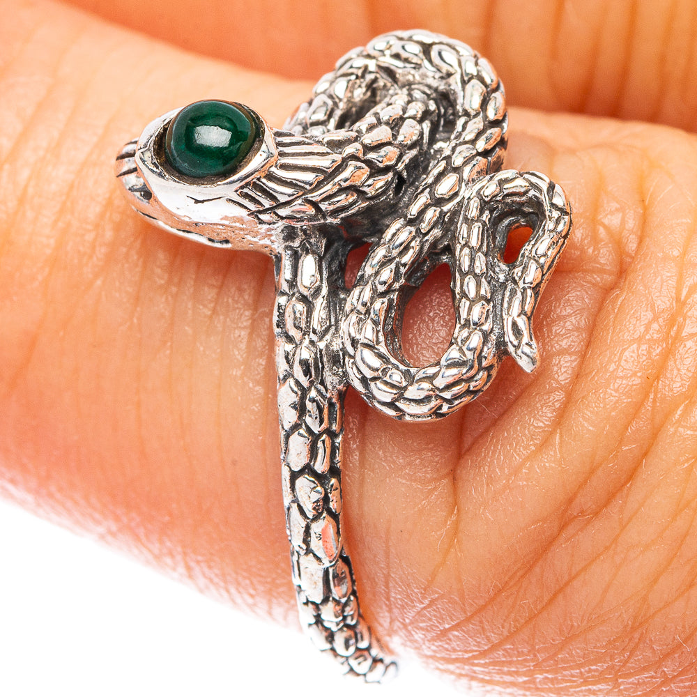 Malachite Snake 925 Sterling Silver Ring Size 6.75 (925 Sterling Silver) R5463