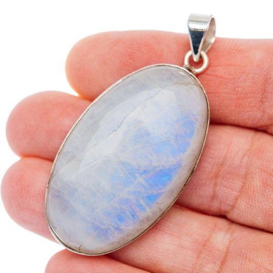 Premium Rainbow Moonstone Pendant 2 1/8" (.925 Sterling Silver)