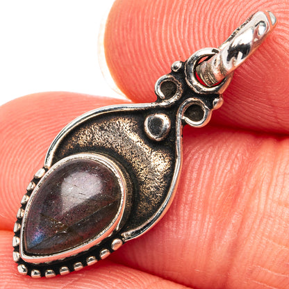 Labradorite Dainty Pendant 1 1/8" (.925 Sterling Silver)