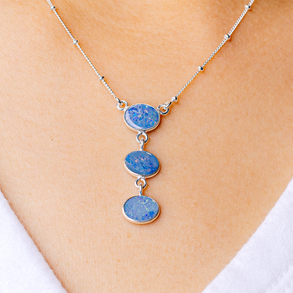 Doublet Opal Necklace 16.375 (925 Sterling Silver) N90197