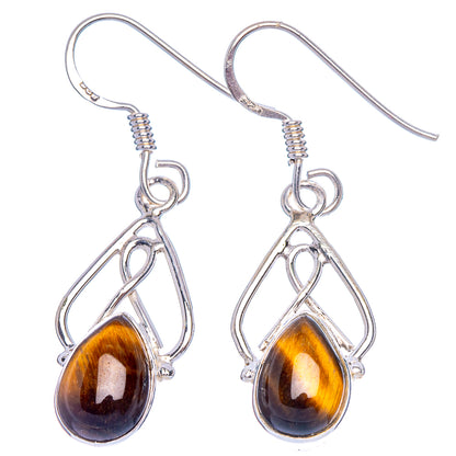 Tiger Eye Earrings 1 3/8" (925 Sterling Silver) E433425