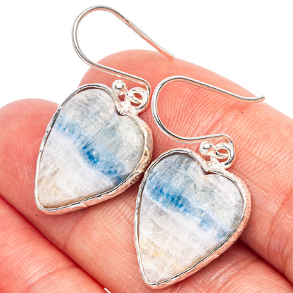 Blue Scheelite Heart Earrings 1 1/4" (925 Sterling Silver) E1744