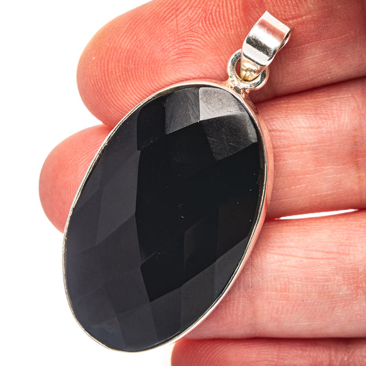 Black Onyx Pendant 1 7/8" (.925 Sterling Silver)