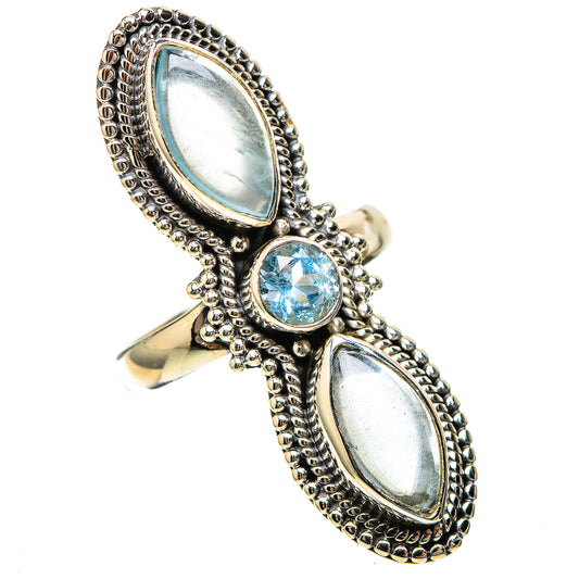 Large Natural Aquamarine, Blue Topaz Ring Size 6.25 (925 Sterling Silver) RING137990