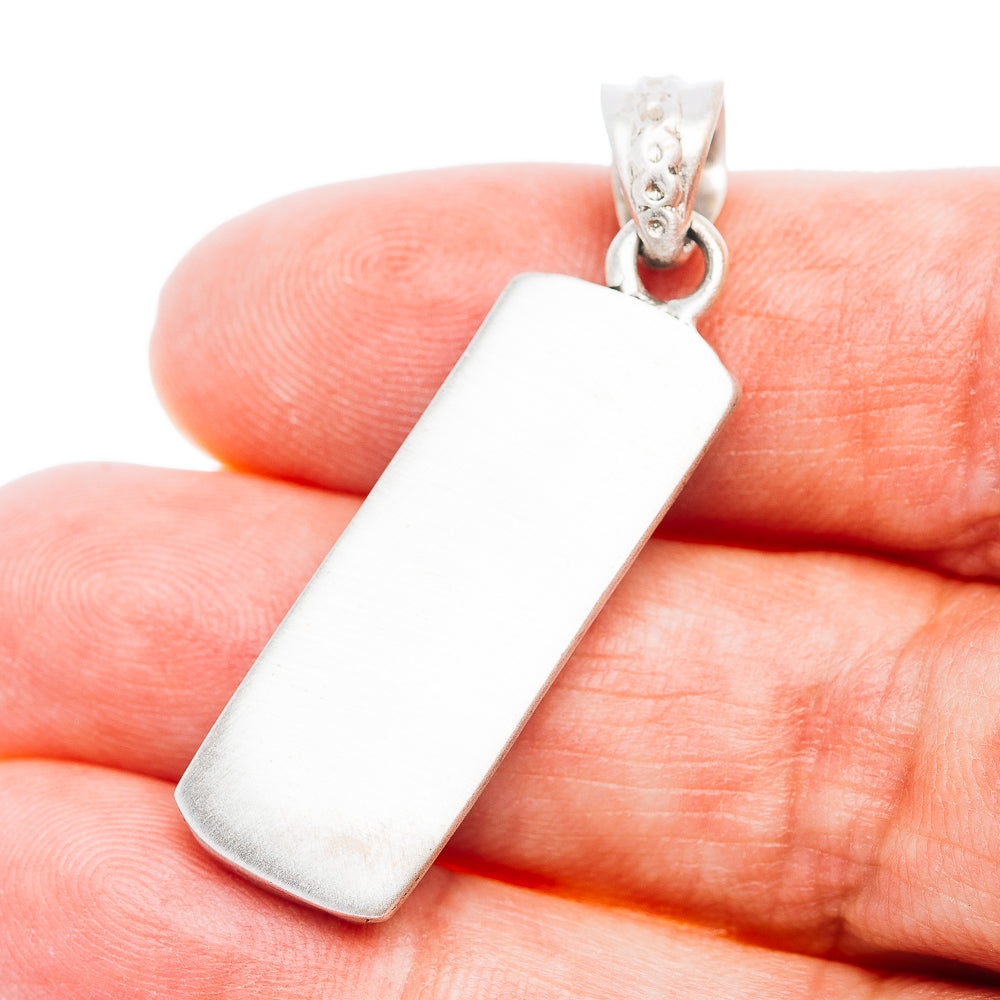 Southwestern Style Kingman Turquoise Pendant 1 5/8" (.925 Sterling Silver)