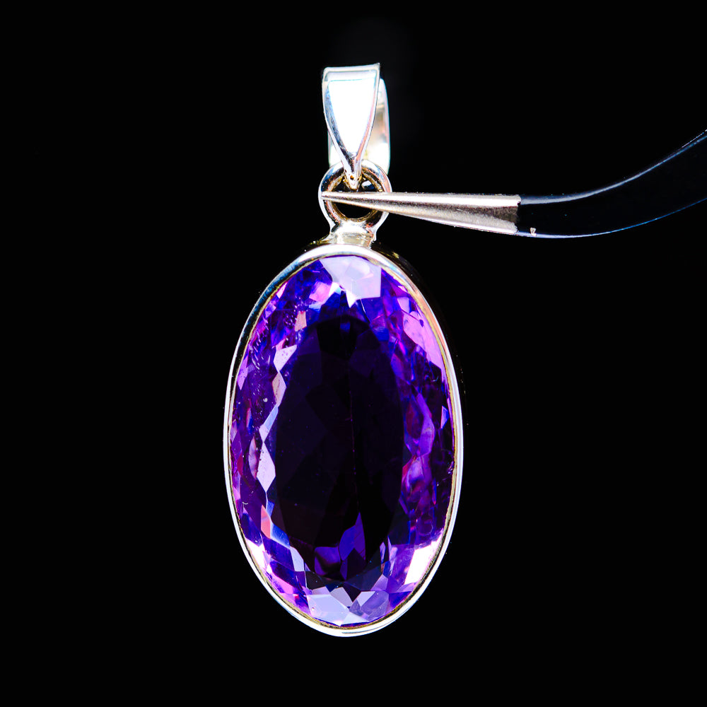 15.9ct Faceted Brazilian Amethyst Pendant 1 1/4" (.925 Sterling Silver)