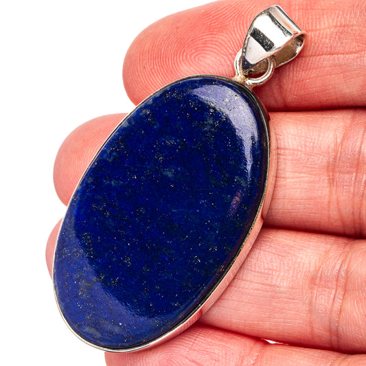 Oval lapis lazuli pendant with .925 sterling silver bezel and bail