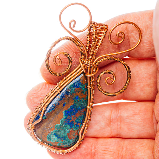 Shattuckite Wire Wrap Pendant 2 1/2" (Copper)