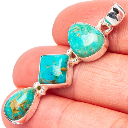 Kingman Turquoise Pendant 1 3/4" (925 Sterling Silver) P42755