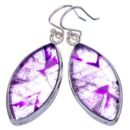 Star Amethyst Earrings 1 7/8" (925 Sterling Silver) E433083
