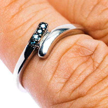 Blue Diamond Ring Size 6.5 (.925 Sterling Silver)