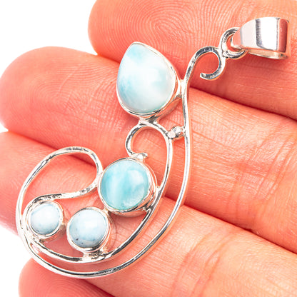 Premium Signature Rare Larimar Pendant 1 7/8" (925 Sterling Silver) P38765