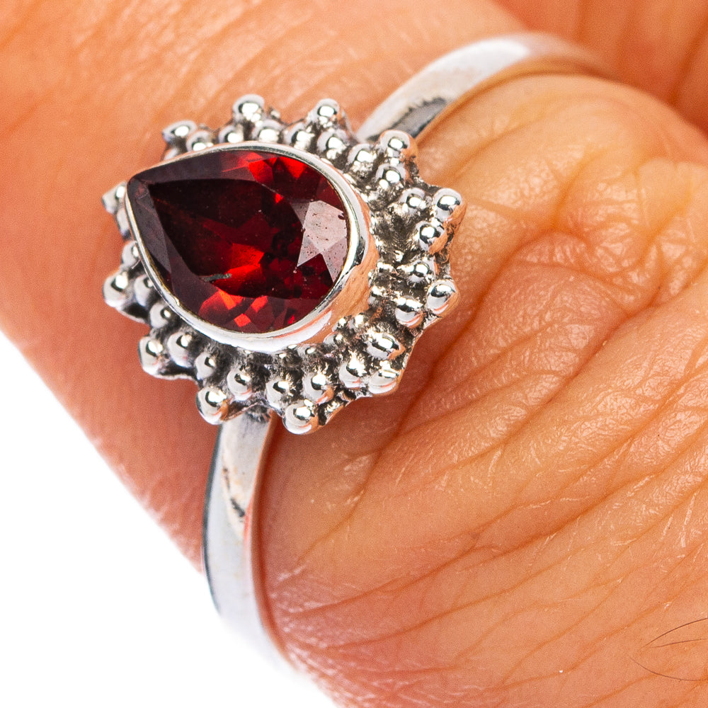 Garnet Dainty Ring Size 7.75 (925 Sterling Silver) R145396
