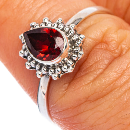 Garnet Dainty Ring Size 7.75 (925 Sterling Silver) R145396