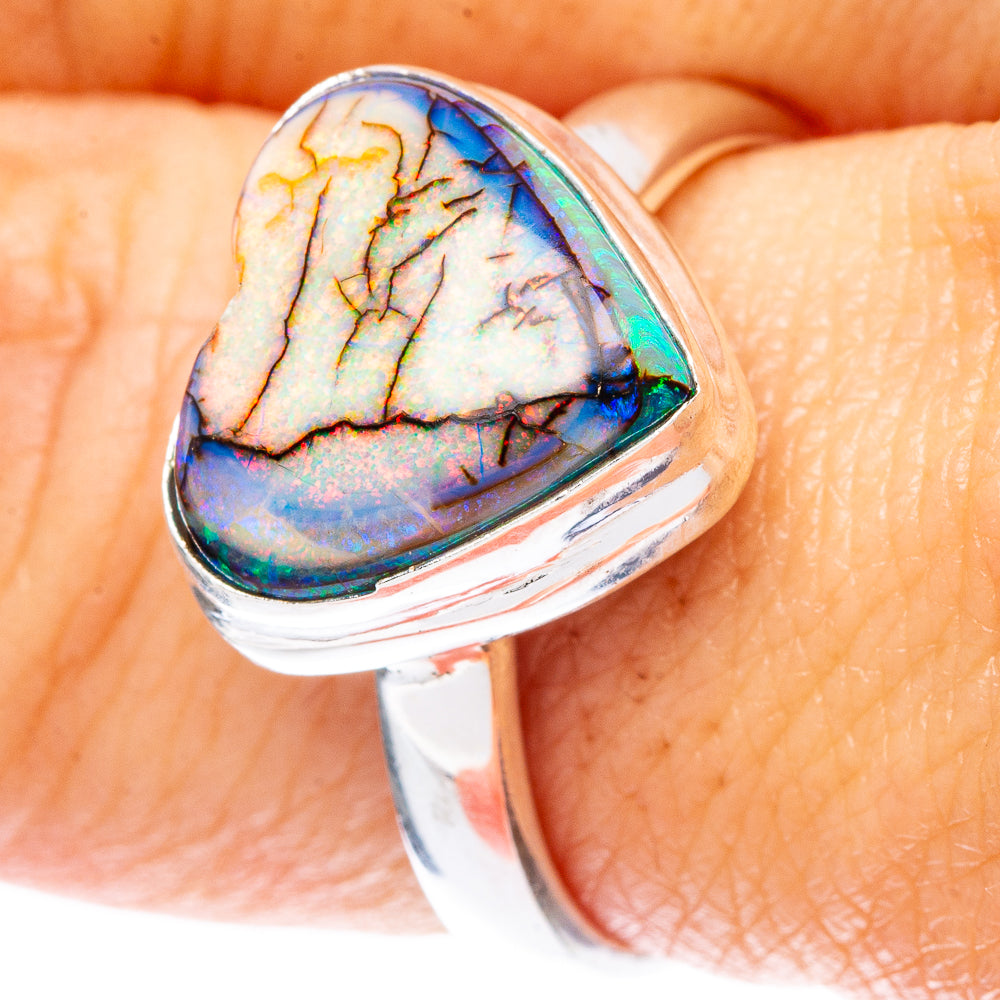 Rare Sterling Opal Heart Ring Size 9 (925 Sterling Silver) R2234