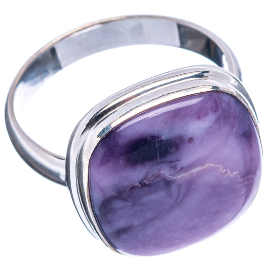 Tiffany stone ring, oval purple cabochon on .925 sterling silver band (side view)