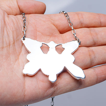 Southwestern Style Pilot Mountain Turquoise Butterfly Necklace 9 to 19" (.925 Sterling Silver)