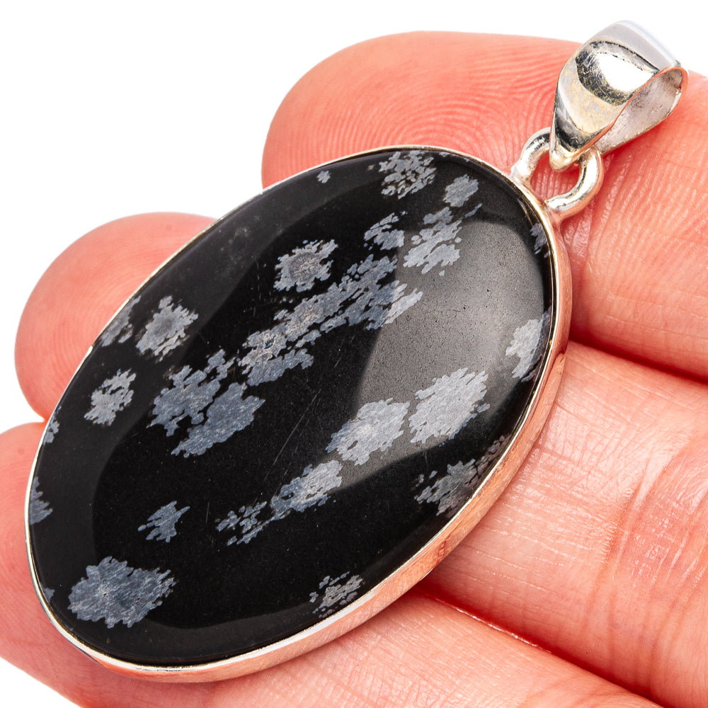 Snowflake Obsidian Pendants 1 3/4" (925 Sterling Silver) P43224