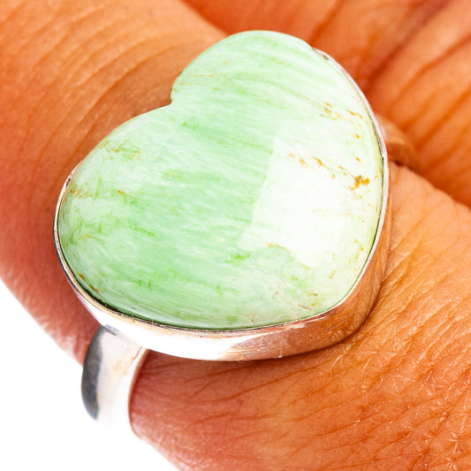 Variscite heart ring with green stone set in .925 sterling silver band