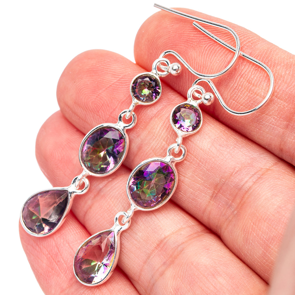 Mystic Topaz Earrings 2 1/8" (925 Sterling Silver) E3101