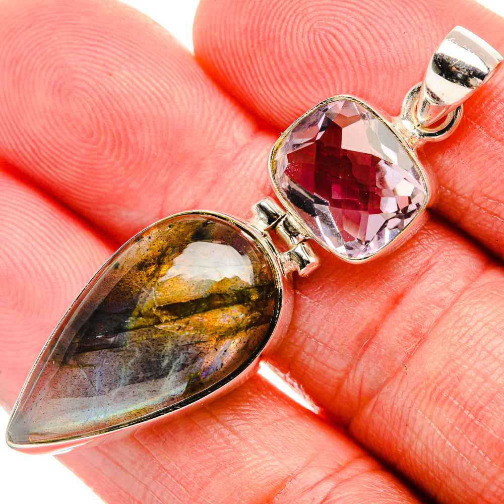 Labradorite, Amethyst 925 Sterling Silver Pendant 2" (925 Sterling Silver) PD38283