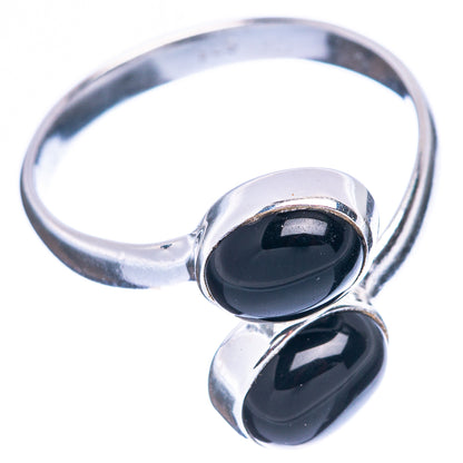 Black Onyx Dainty Ring Size 8 Adjustable (925 Sterling Silver) R5134
