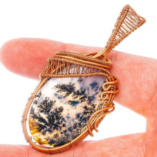 Dendrite Opal Wire Wrap Pendant 2 5/8" (Copper)