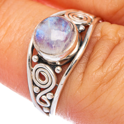Rainbow Moonstone Dainty Ring Size 6.5 (925 Sterling Silver) R145636