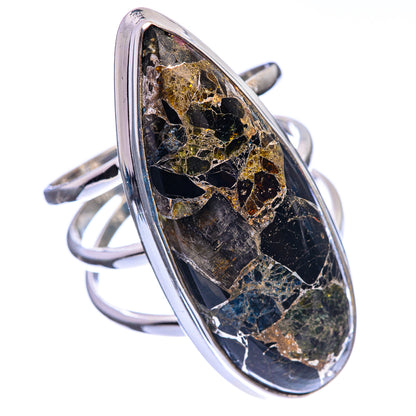 Large Copper Black Onyx 925 Sterling Silver Ring Size 10