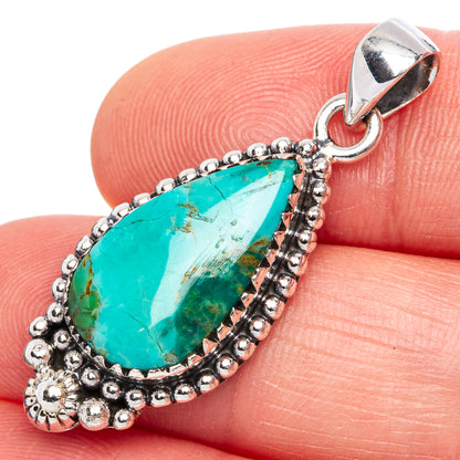 Rare Arizona Turquoise Pendant 1 3/8" (925 Sterling Silver) P42121