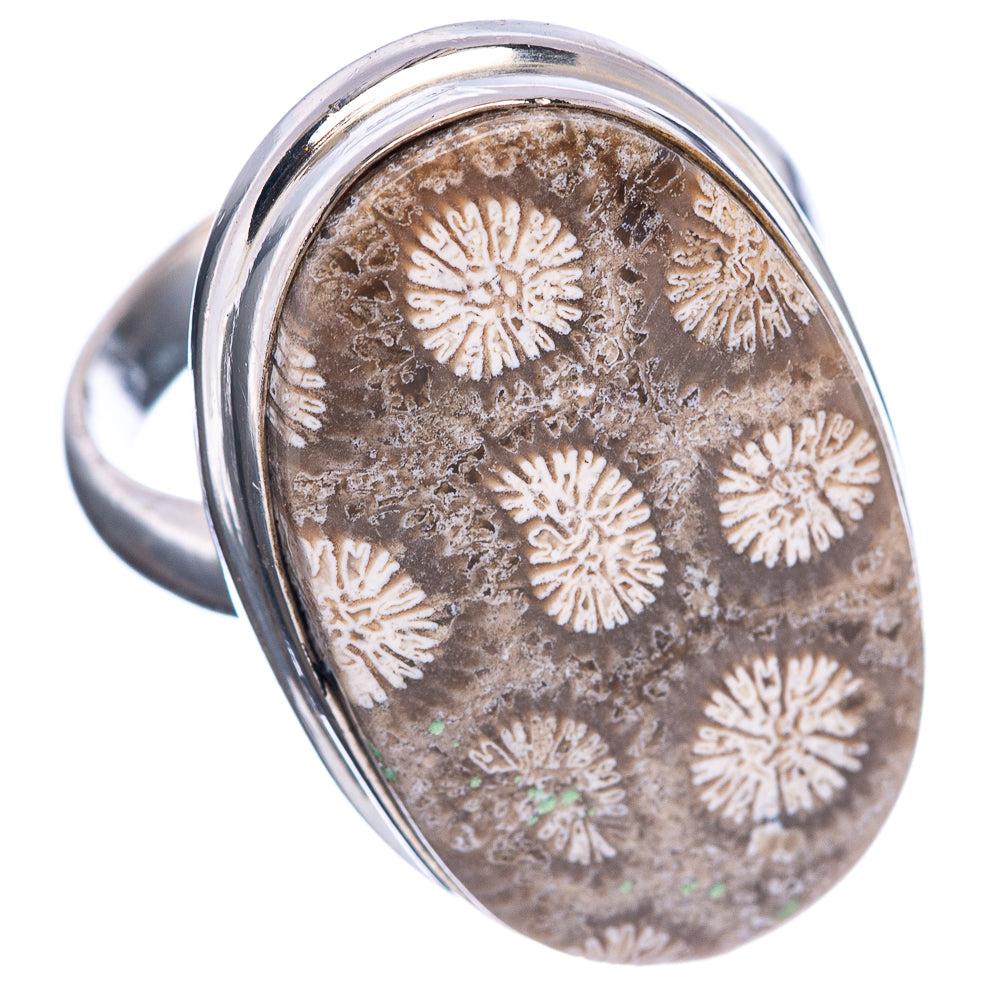 Premium Fossil Coral Ring Size 8 (.925 Sterling Silver)