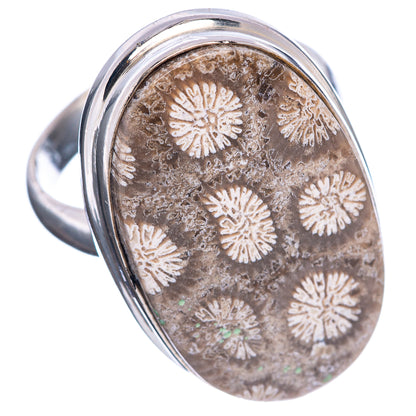 Premium Fossil Coral Ring Size 8 (.925 Sterling Silver)
