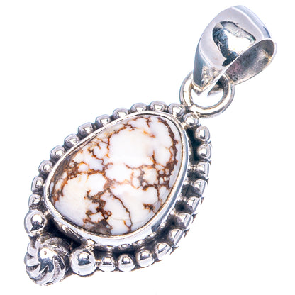 Sterling silver oval pendant with wild horse jasper cabochon and ornate bezel