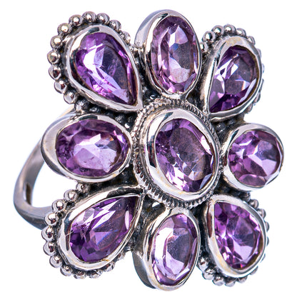 Amethyst Flower Ring Size 8 (.925 Sterling Silver)