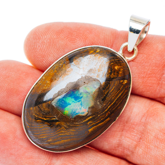 Premium Boulder Opal Pendant 1 3/4" (.925 Sterling Silver)