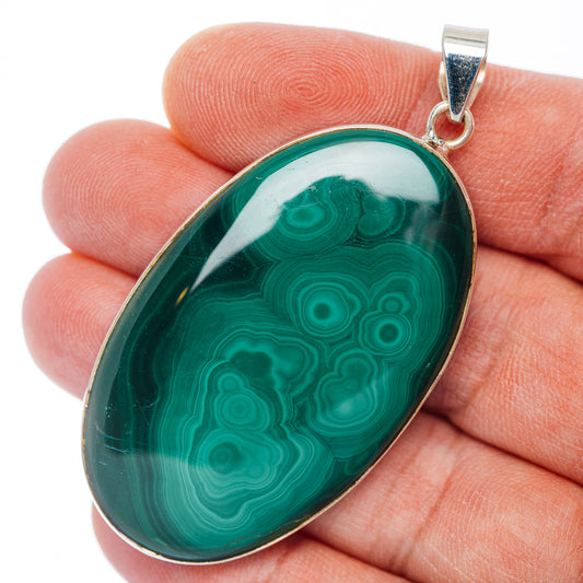 Premium Malachite Pendant 2 3/8" (.925 Sterling Silver)