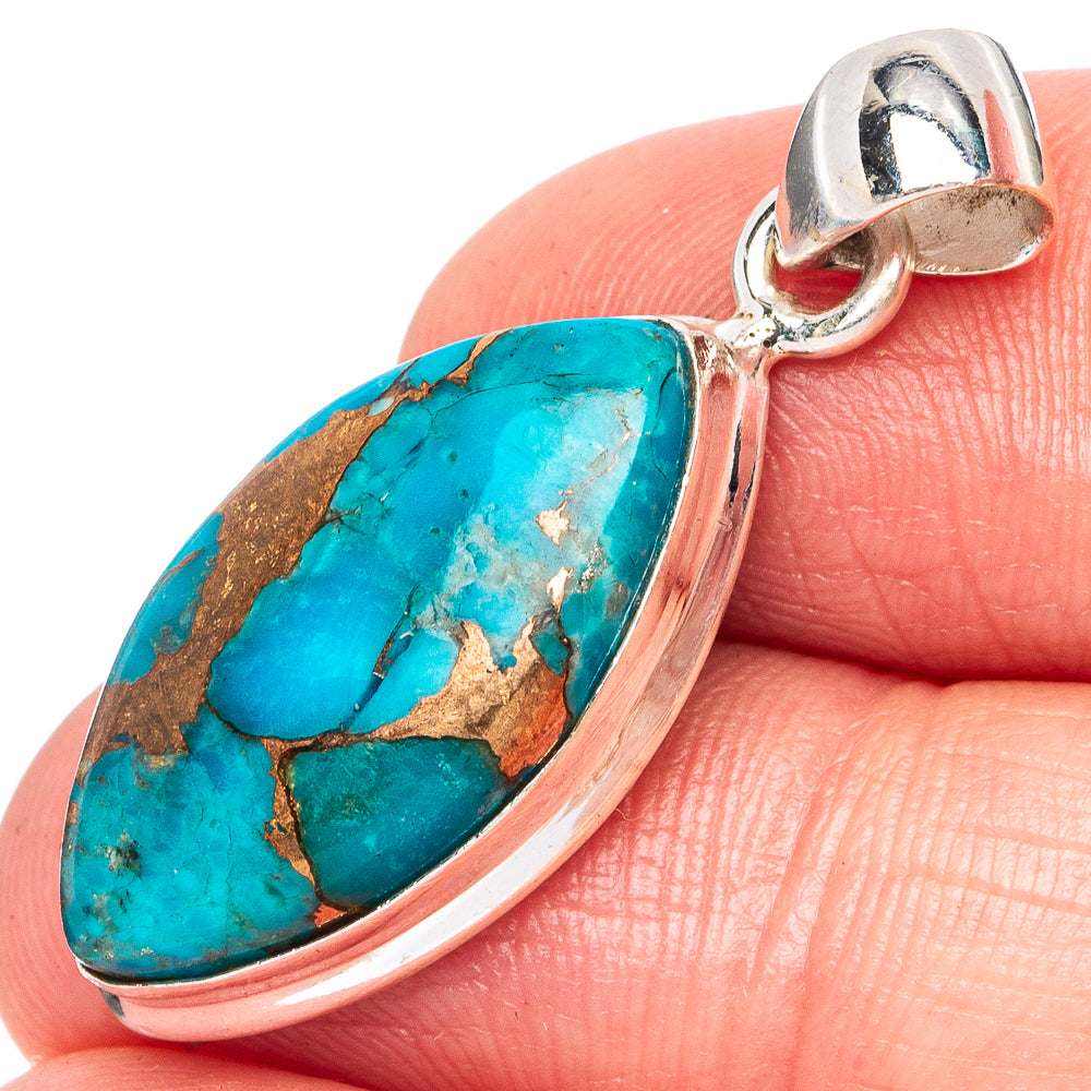Blue Copper Composite Turquoise Pendant 1 3/8" (925 Sterling Silver) P43433