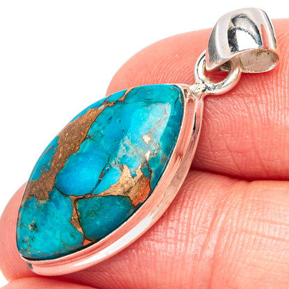 Blue Copper Composite Turquoise Pendant 1 3/8" (925 Sterling Silver) P43433