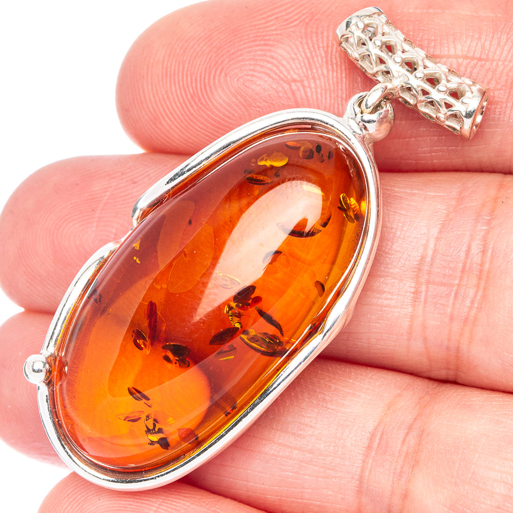 Ana Silver Co Baltic Amber Pendant 1 7/8" (925 Sterlnig Silver)
