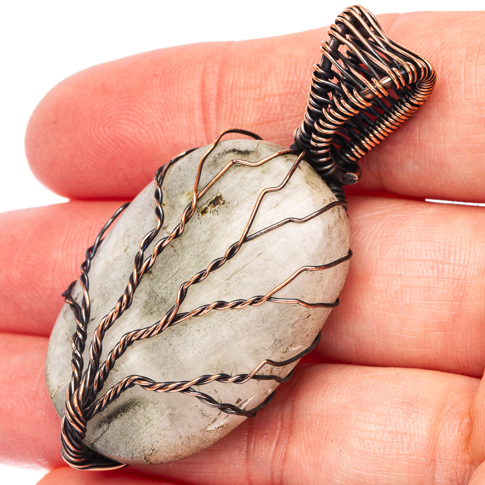 White Quartz Tree of Life Pendant 2 1/8" (Oxidized Copper)