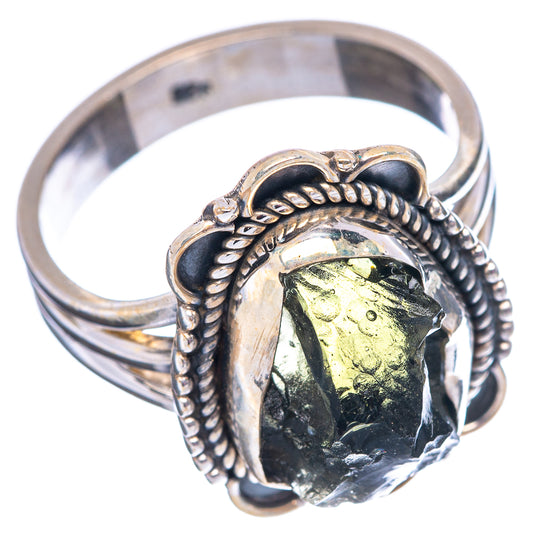 Sterling silver ring, size 8.25, bezel-set dark green teardrop gemstone