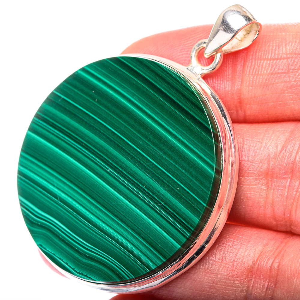 Malachite Coin Pendant 1 7/8" (925 Sterling Silver) PD38537